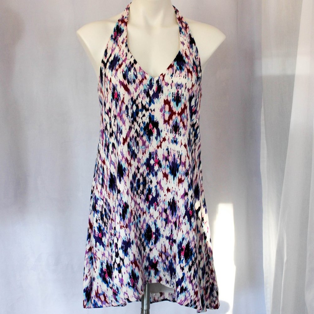 Lavender Brown Halter Mini Dress Racerback Pockets